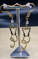 Cat Earrings by Gato Arteiro - Gold Plated Cat and Swarovski Crystal